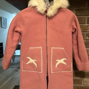 Beautiful unique handmade vintage girls coat set in a rare folk / wool